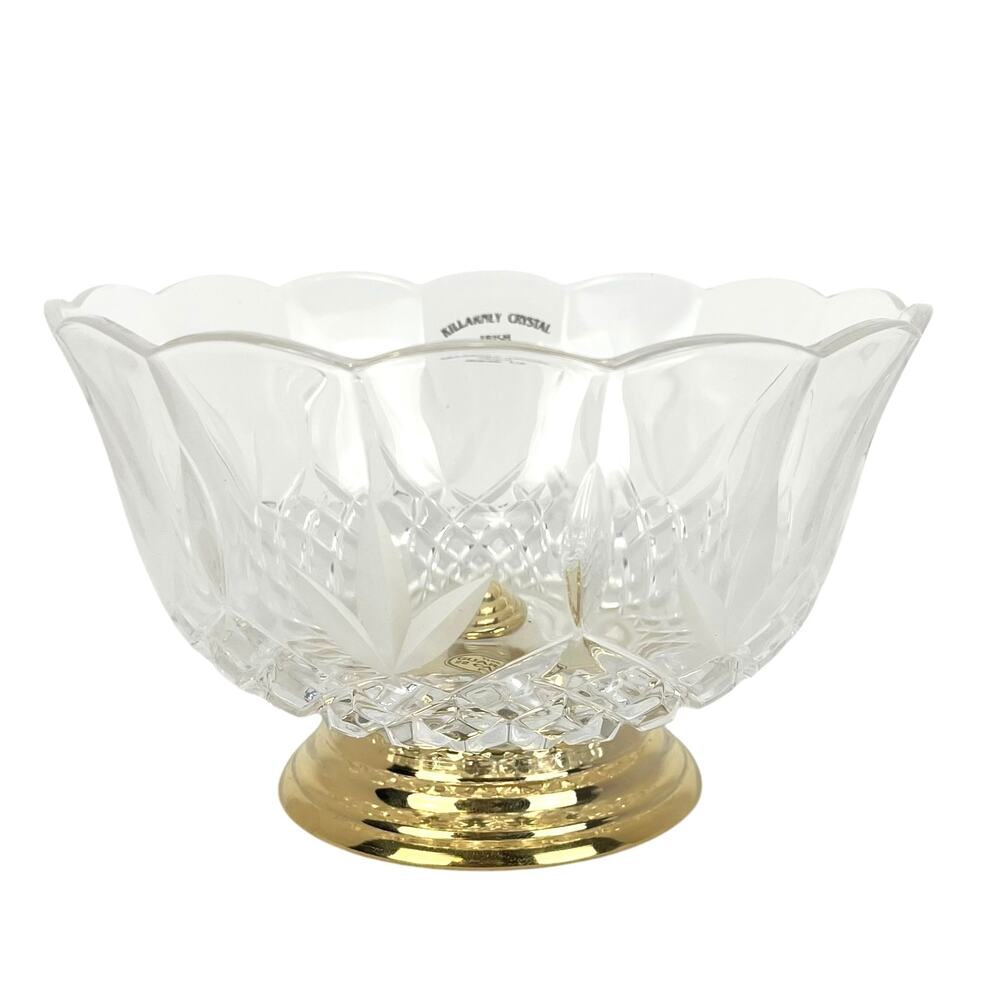 Vintage WATERFORD CRYSTAL "KILLARNEY" Footed Bowl 22 KARAT GOLD Finish 7"